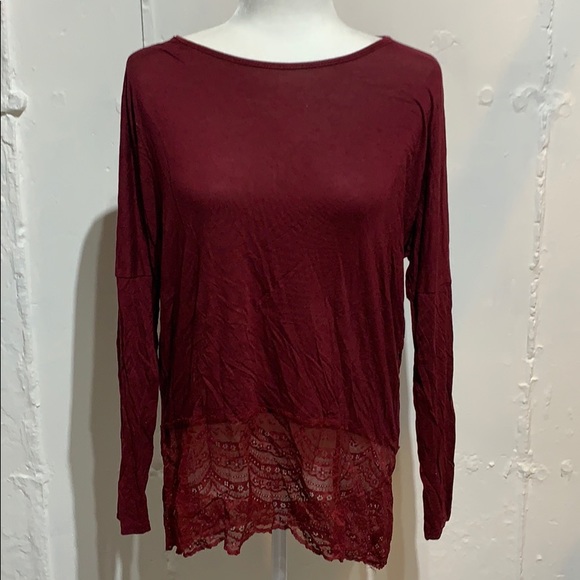 BoHo cranberry long sleeve blouse - Picture 1 of 4